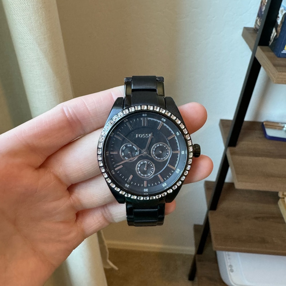 Fossil Black Stainless Steel Watch – Original Box